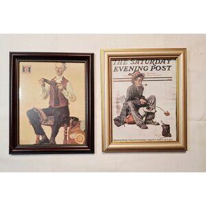 Norman Rockwell Framed Prints Pair - The Saturday Evening Post Covers 8  x 10